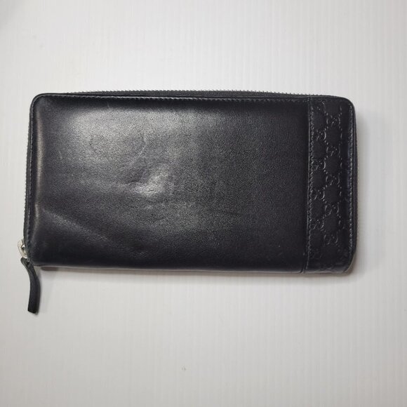 GUCCI  embossed leather logo zip around long wallet black - Picture 2 of 15